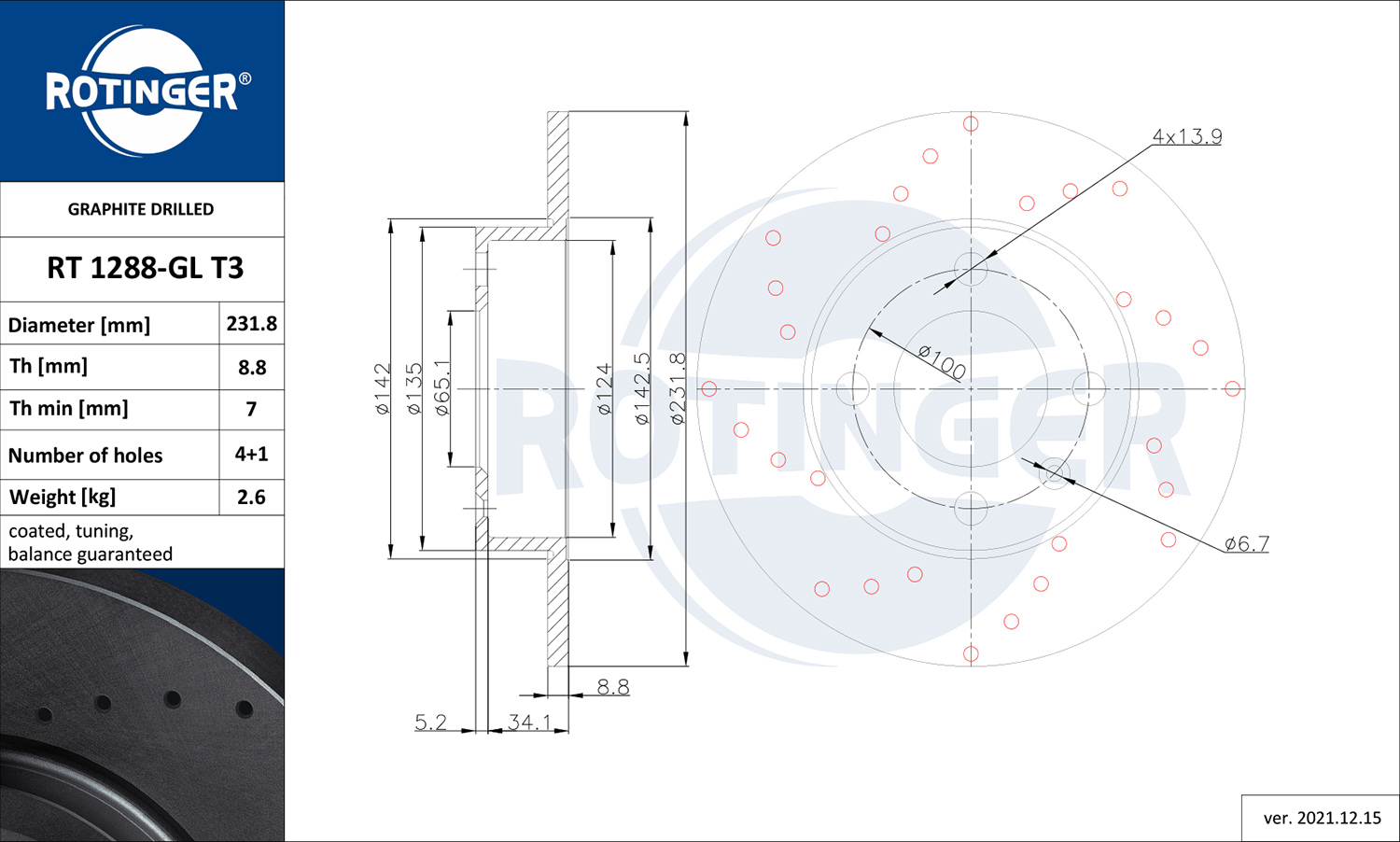 ROTINGER Féktárcsa, mind RT1288-GLT3_ROT